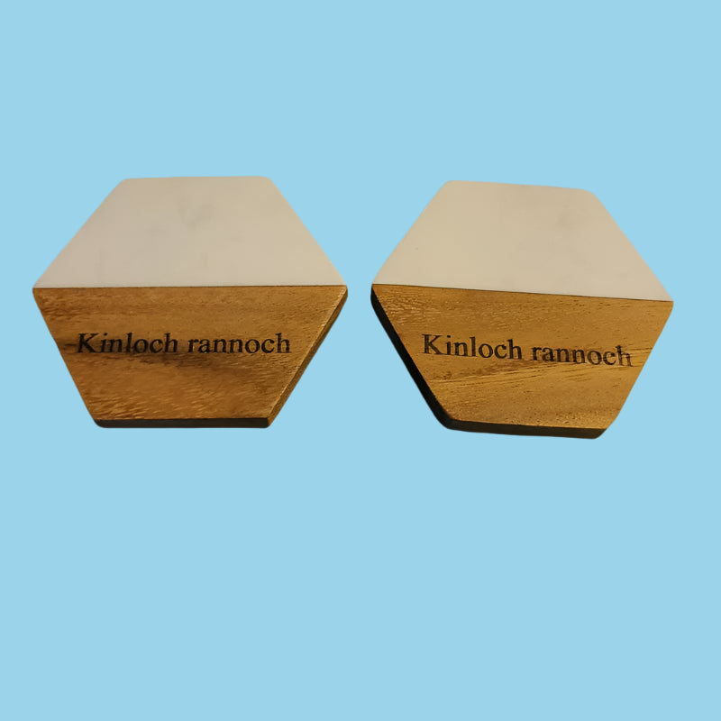 Engraved Walnut and Marble Coasters