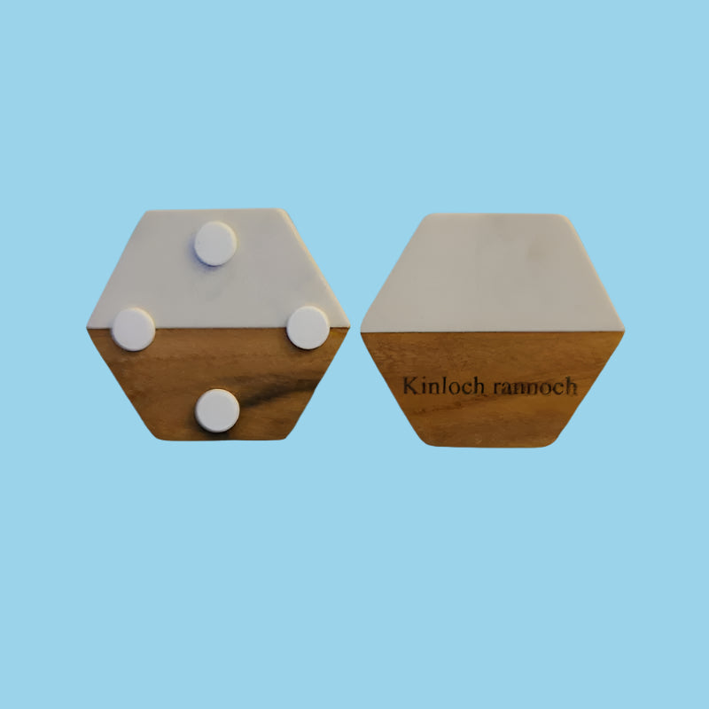 Engraved Walnut and Marble Coasters