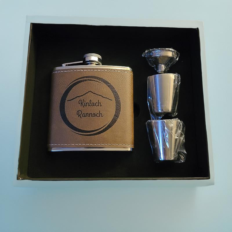 Leather Flask + Cups Set