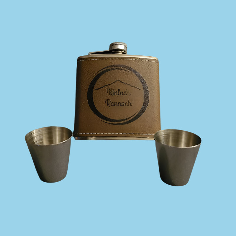 Leather Flask + Cups Set