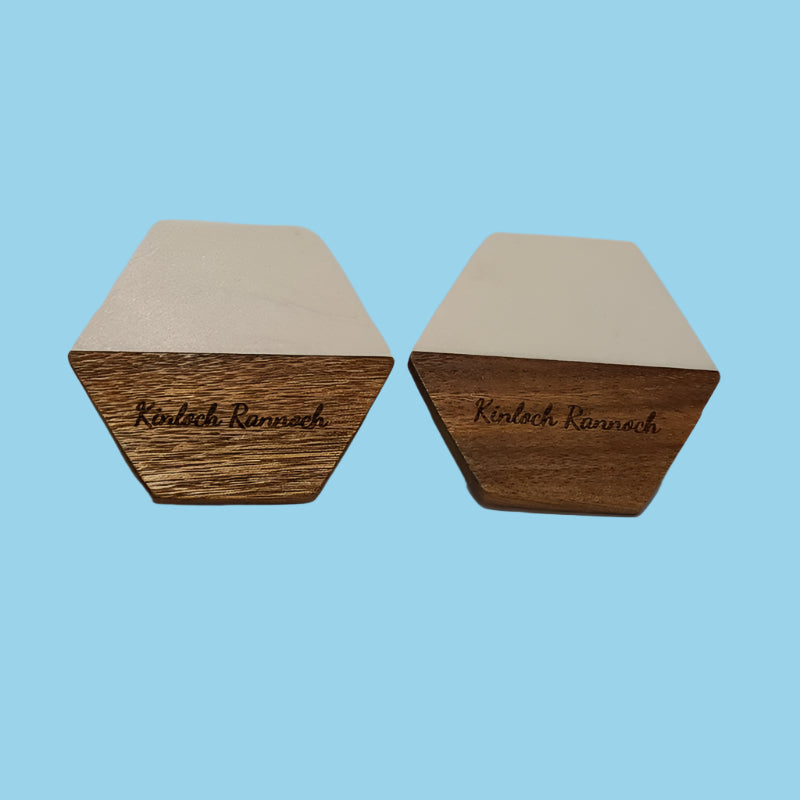 Engraved Walnut and Marble Coasters