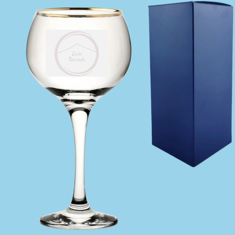 Engraved 19.7oz Gold Rim Ambassador Gin Balloon Glass