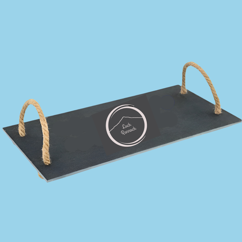 Personalised Engraved Slate Serving Tray with Vintage Rope Handles