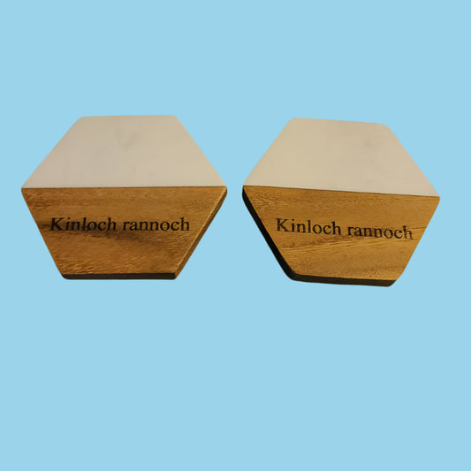 Engraved Walnut and Marble Coasters
