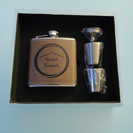 Leather Flask + Cups Set