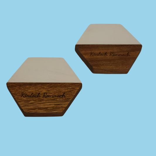 Engraved Walnut and Marble Coasters