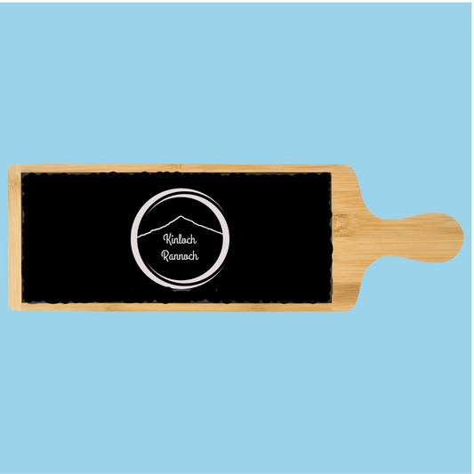 Engraved Bamboo and Slate Cheeseboard