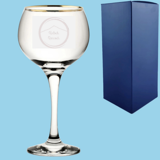 Engraved 19.7oz Gold Rim Ambassador Gin Balloon Glass