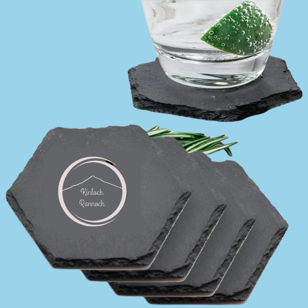 Engraved Hexagonal Slate Coasters