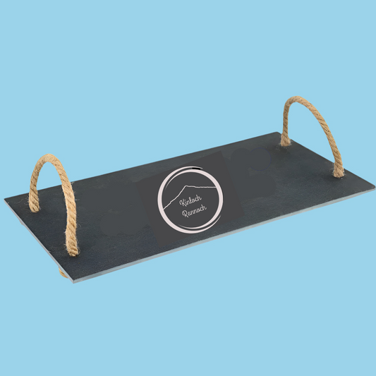 Personalised Engraved Slate Serving Tray with Vintage Rope Handles